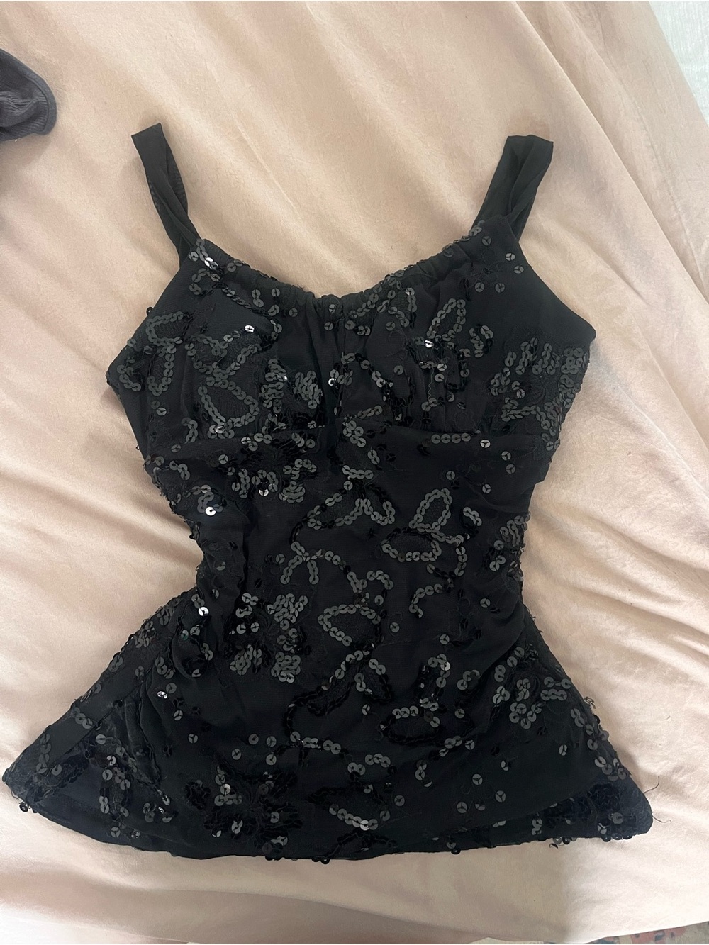 Y2K Black Sequin Camisole Tank Top going out
